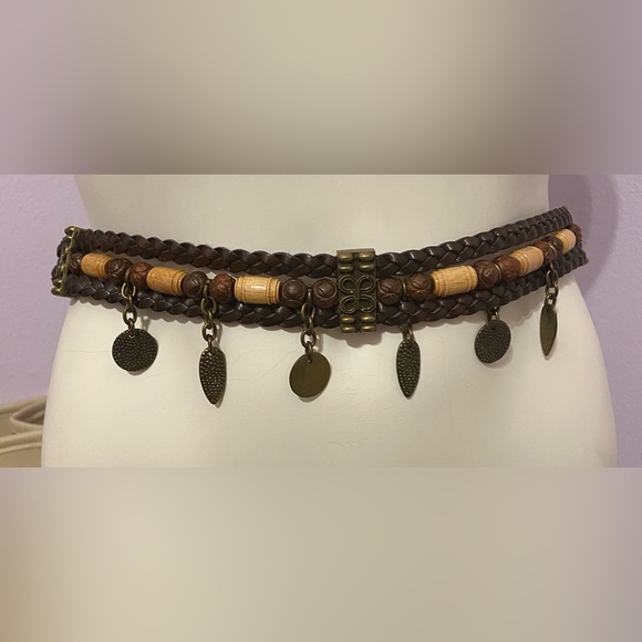 FABIO CORTI Accessories - Elegant Brown Braided Belt with Charms